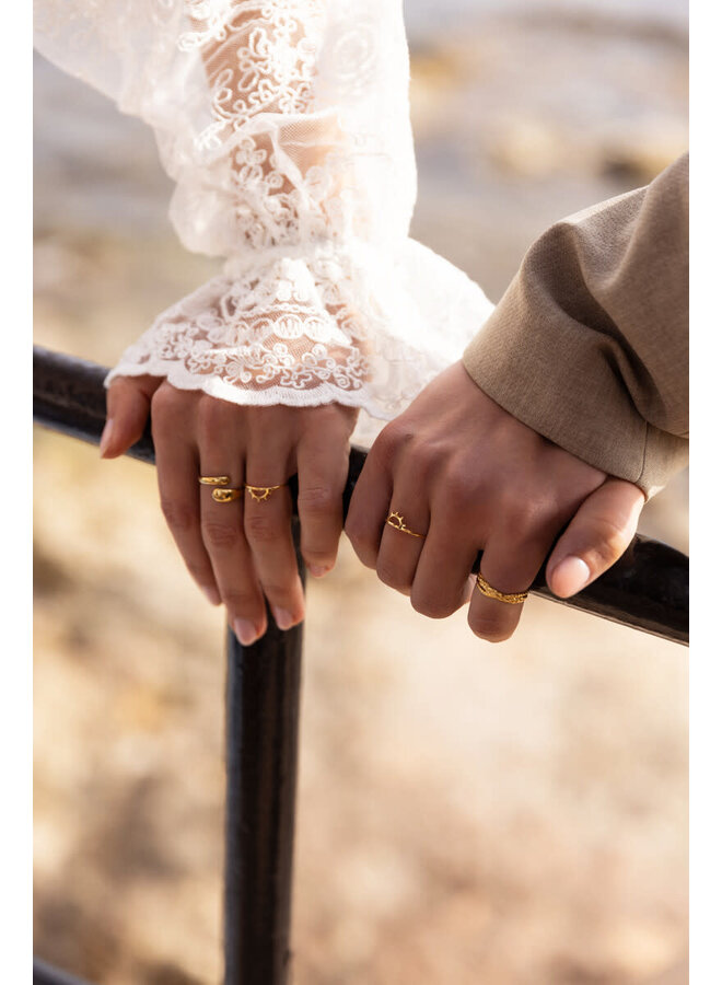 Forever Connected Ring met Zon Detail Goud