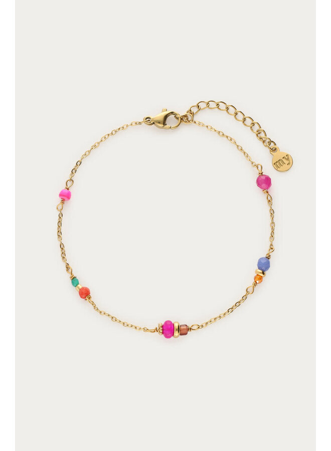 Armband met Roze & Blauwe Kralen Goud