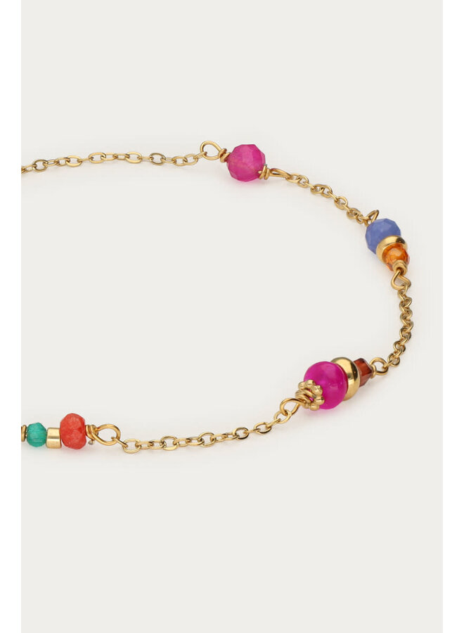 Armband met Roze & Blauwe Kralen Goud