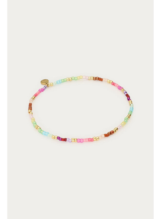 Armband met Blauwe & Roze Miyuki Kralen Goud
