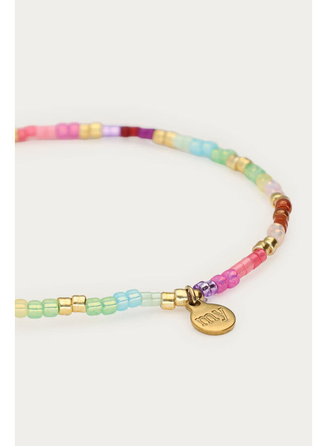 Armband met Blauwe & Roze Miyuki Kralen Goud
