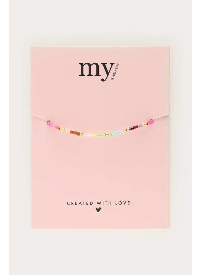 Armband met Blauwe & Roze Miyuki Kralen Goud