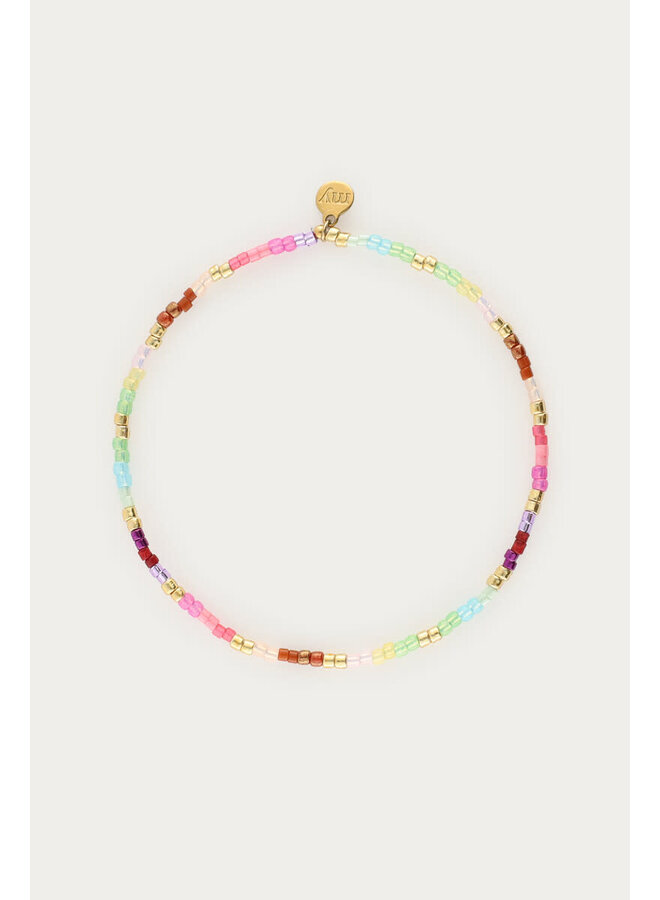 Armband met Blauwe & Roze Miyuki Kralen Goud