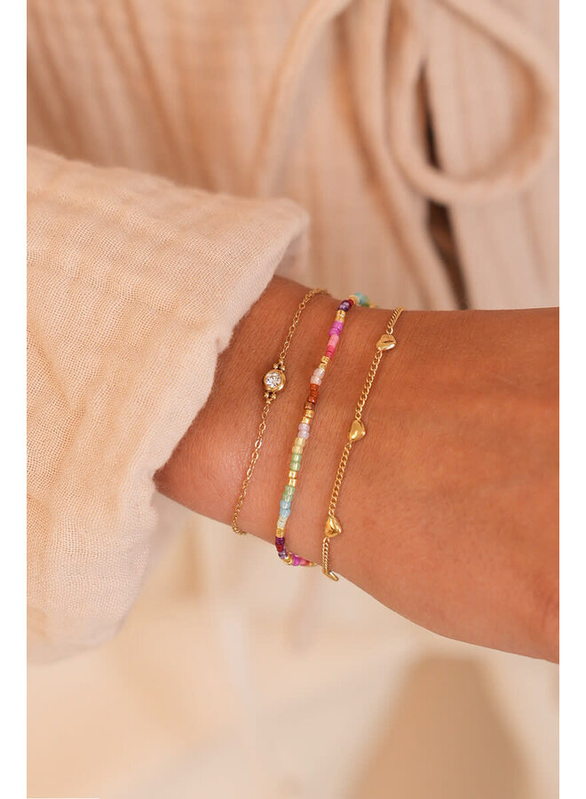 Armband met Blauwe & Roze Miyuki Kralen Goud