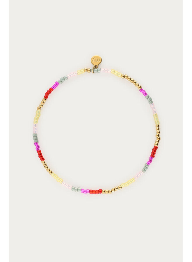 Armband met Rood & Roze Miyuki Kralen Goud