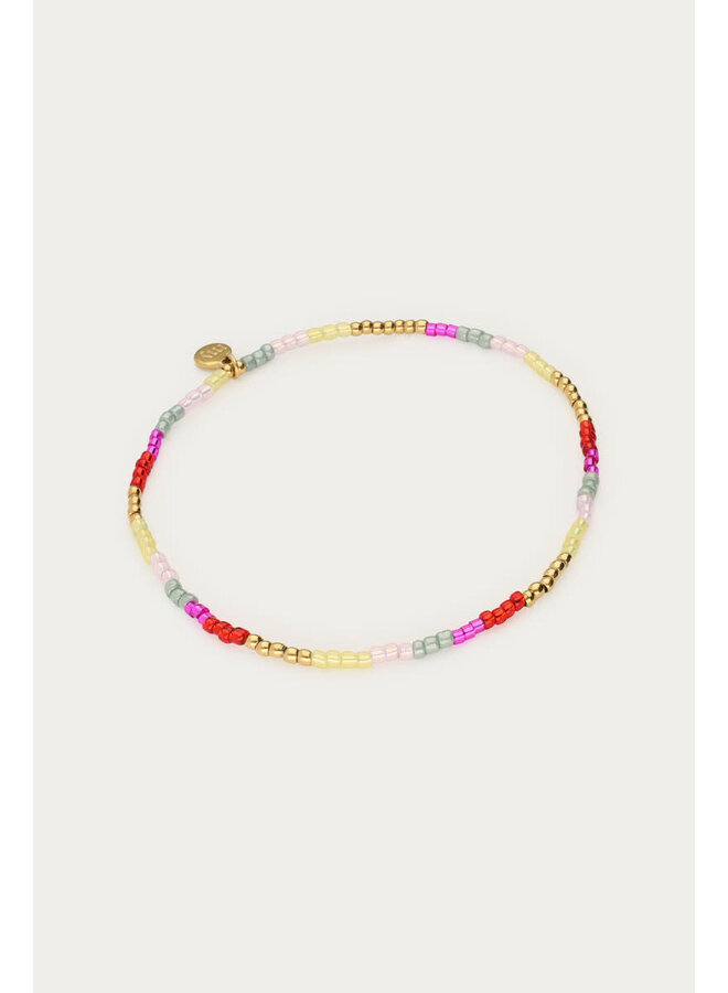 Armband met Rood & Roze Miyuki Kralen Goud