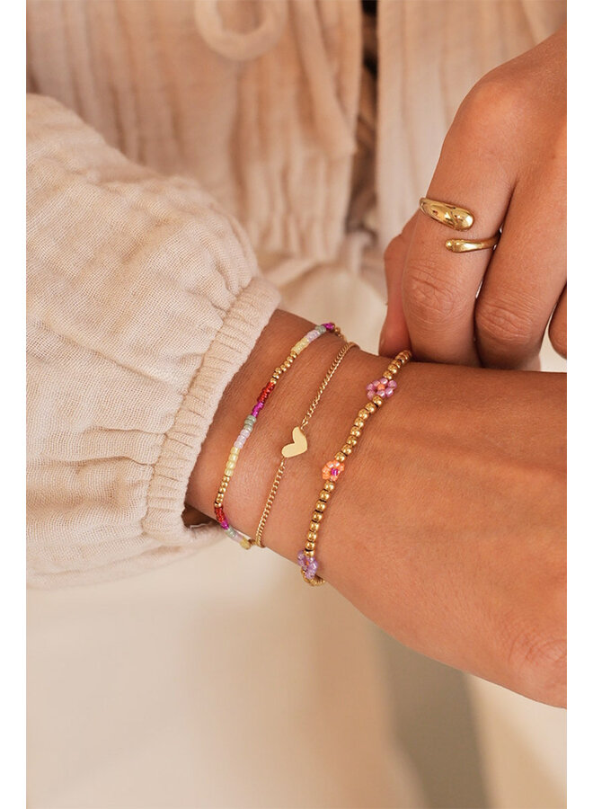 Armband met Rood & Roze Miyuki Kralen Goud