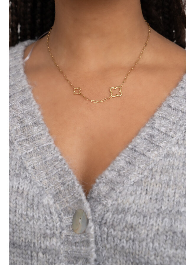 Schakelketting met Klavers Goud