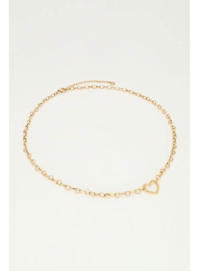 Schakelketting met Klein Open Hart Bedel Goud