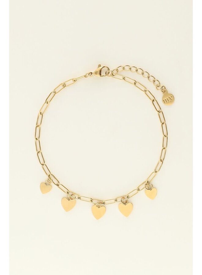 Universe Armband met Kleine Hartjes Goud