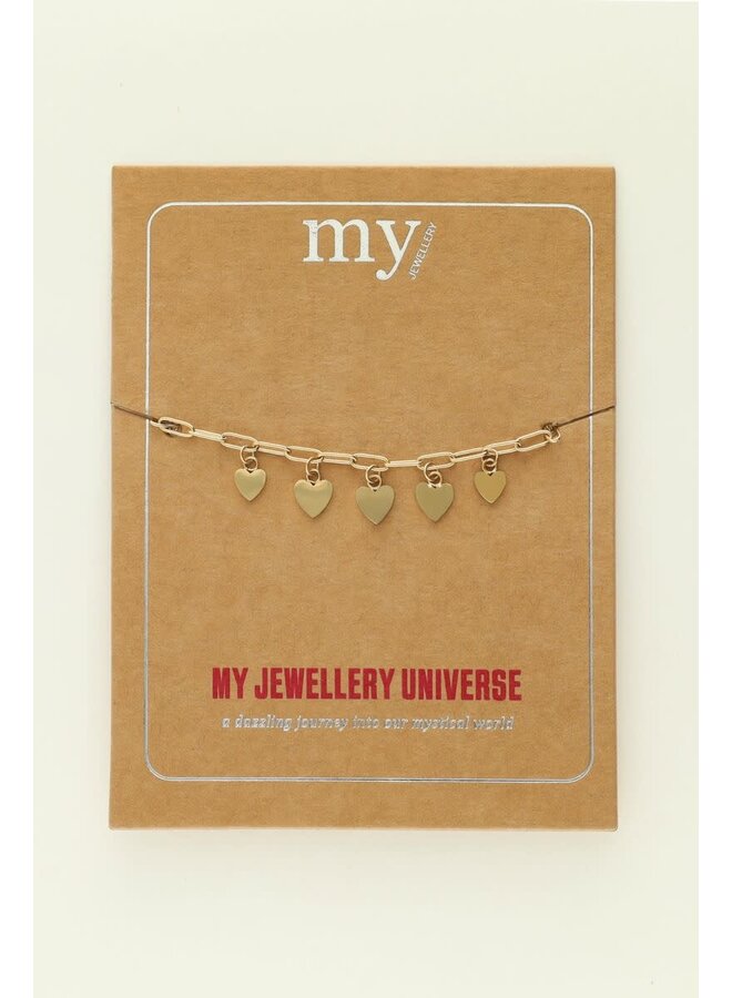 Universe Armband met Kleine Hartjes Goud