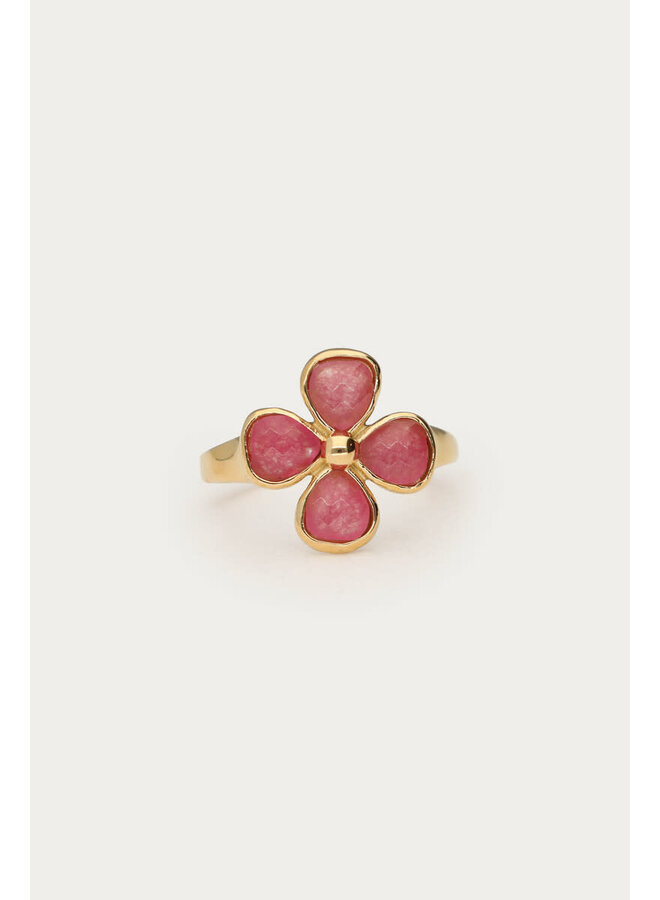 Botanical Ring met Roze Klaver Goud