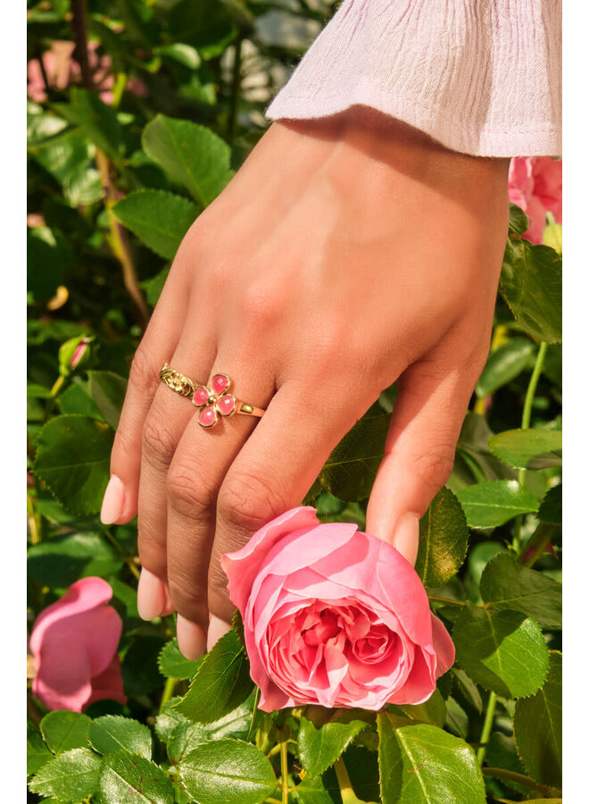 Botanical Ring met Roze Klaver Goud