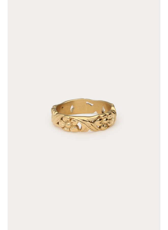 Botanical Ring met Vintage Bloemen Goud