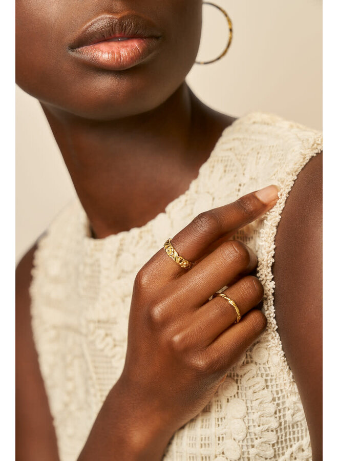 Botanical Ring met Vintage Bloemen Goud