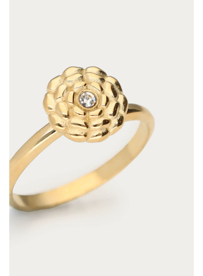 Botanical Ring met Bloem Goud