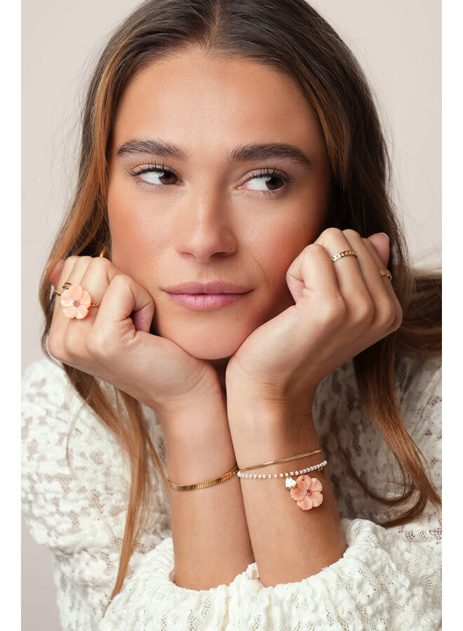 Botanical Ring met Peach Bloem Goud