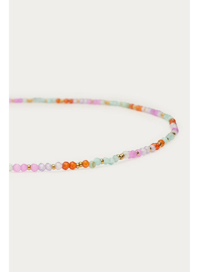 Botanical Ketting met Blauwe Kralen Goud