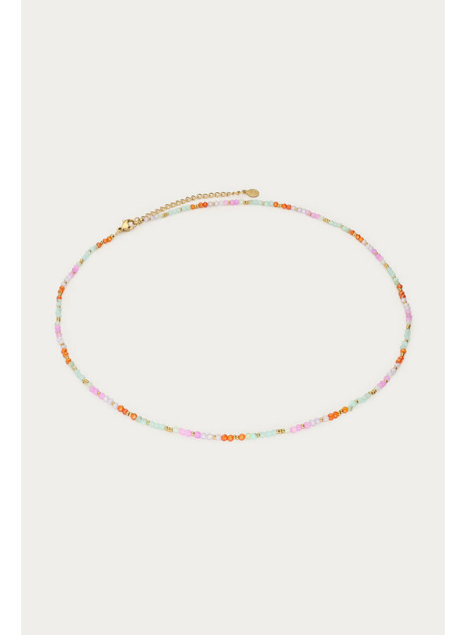 Botanical Ketting met Blauwe Kralen Goud