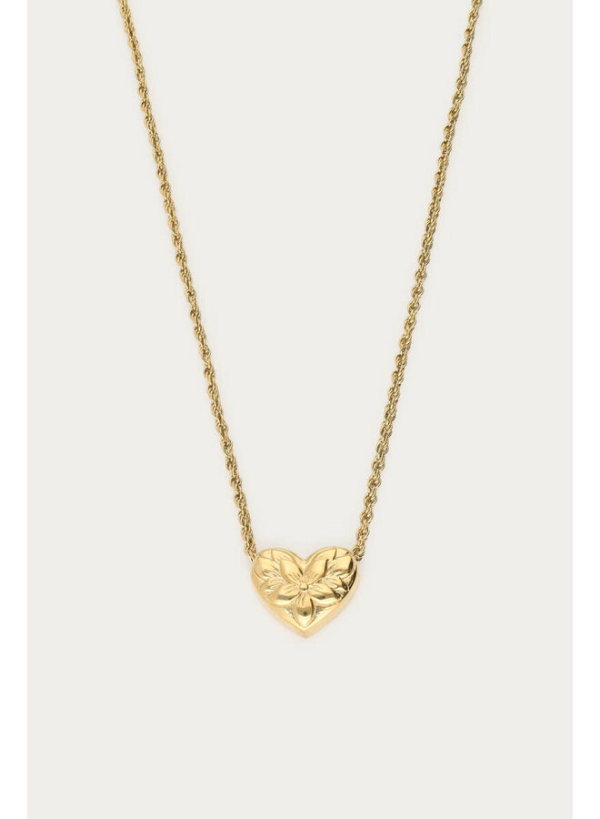 Botanical Ketting met Bloemen Hart Goud