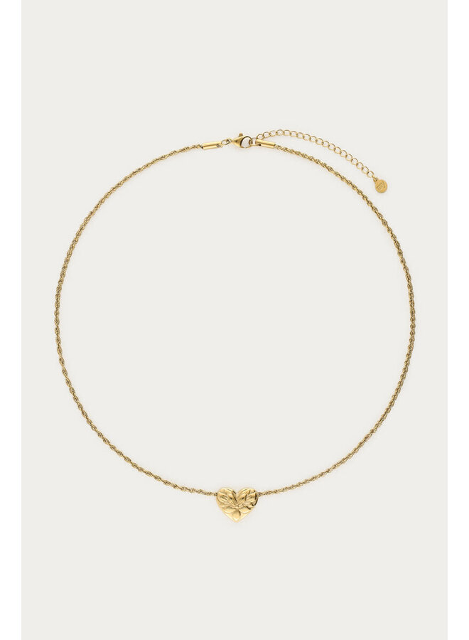 Botanical Ketting met Bloemen Hart Goud