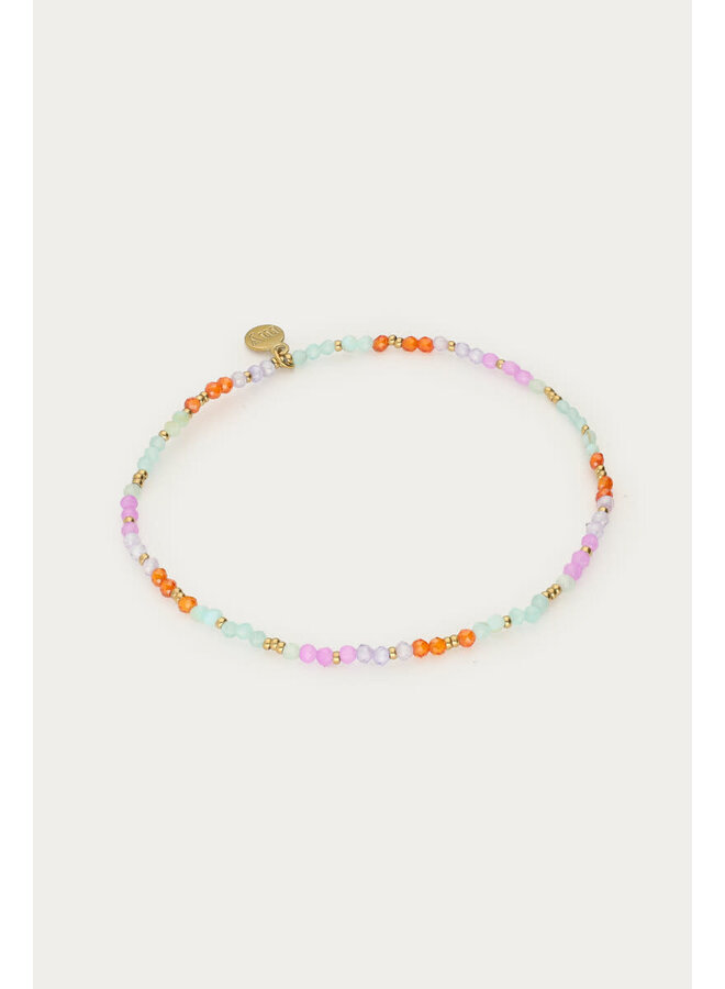 Botanical Armband met Blauwe Kralen Goud
