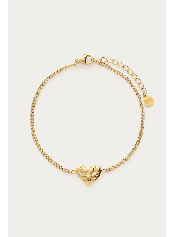 Botanical Armband met Bloemen Hart Goud