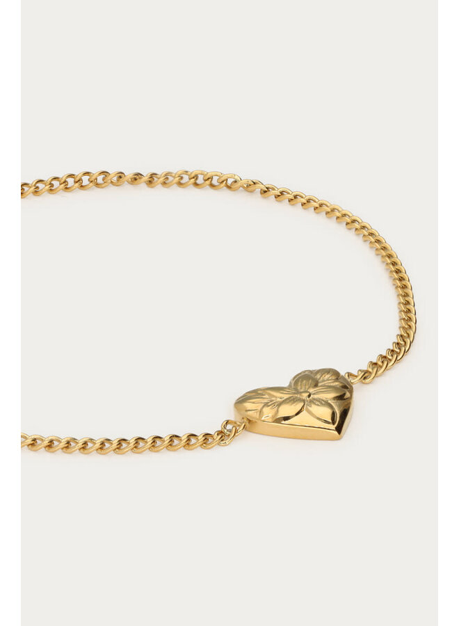 Botanical Armband met Bloemen Hart Goud