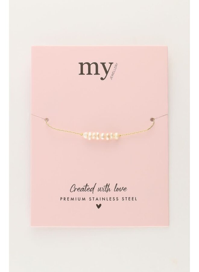 Minimalistische Armband met Zoetwaterparels Goud