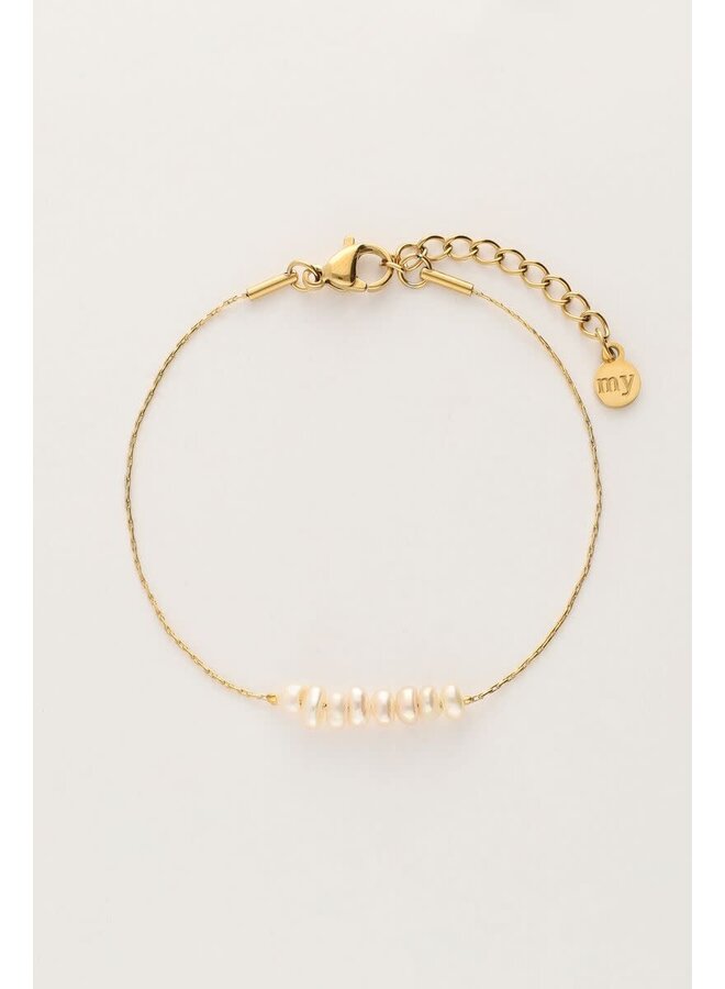 Minimalistische Armband met Zoetwaterparels Goud