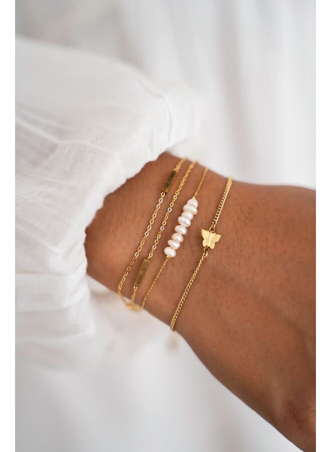 Minimalistische Armband met Zoetwaterparels Goud