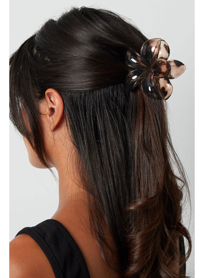 Haarclip Tropical Flower Brown