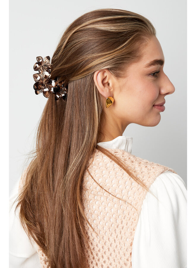 Multi Flower Haarclip Brown