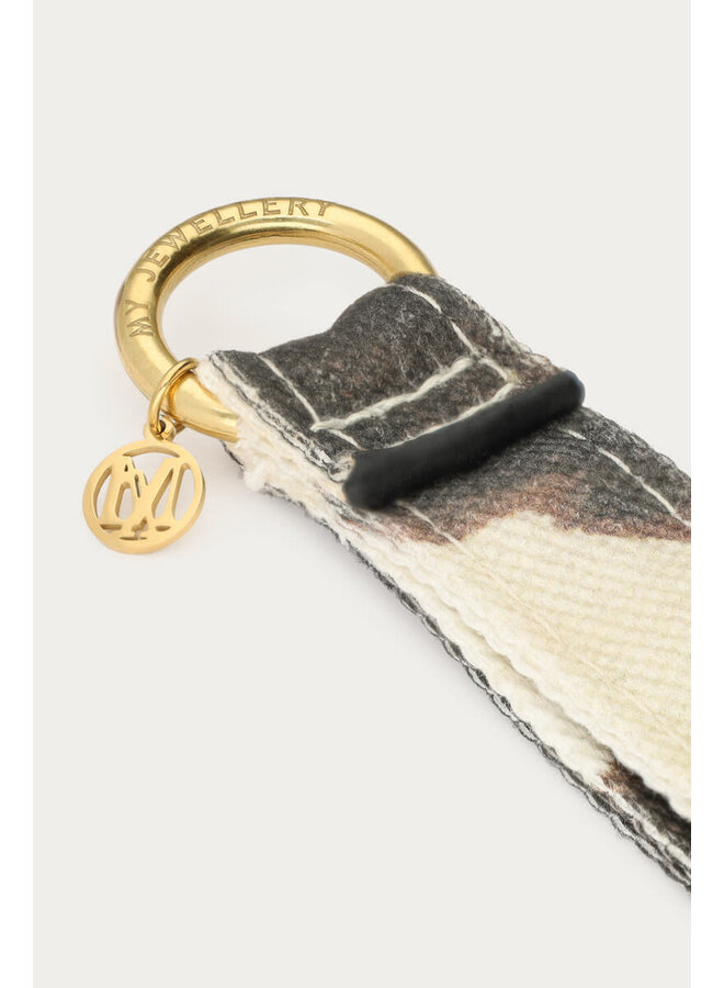 Bruine Sleutelhanger met Koeienprint