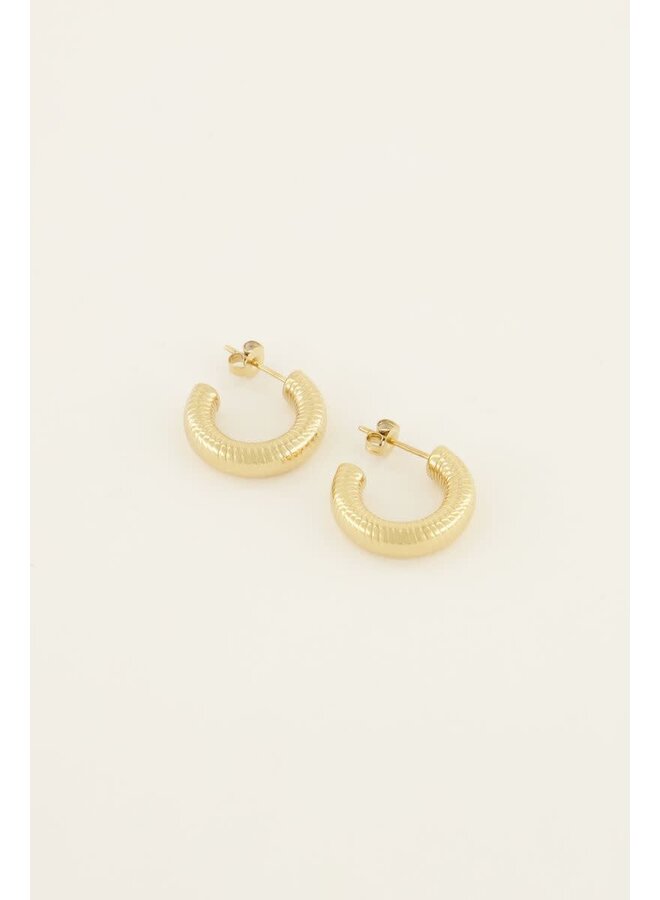 Oorringen Rond met Kleine Ribbel Goud