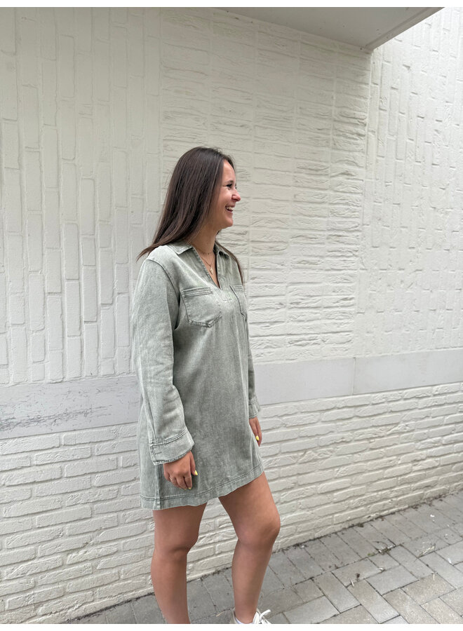 Maxine Denim Dress Green