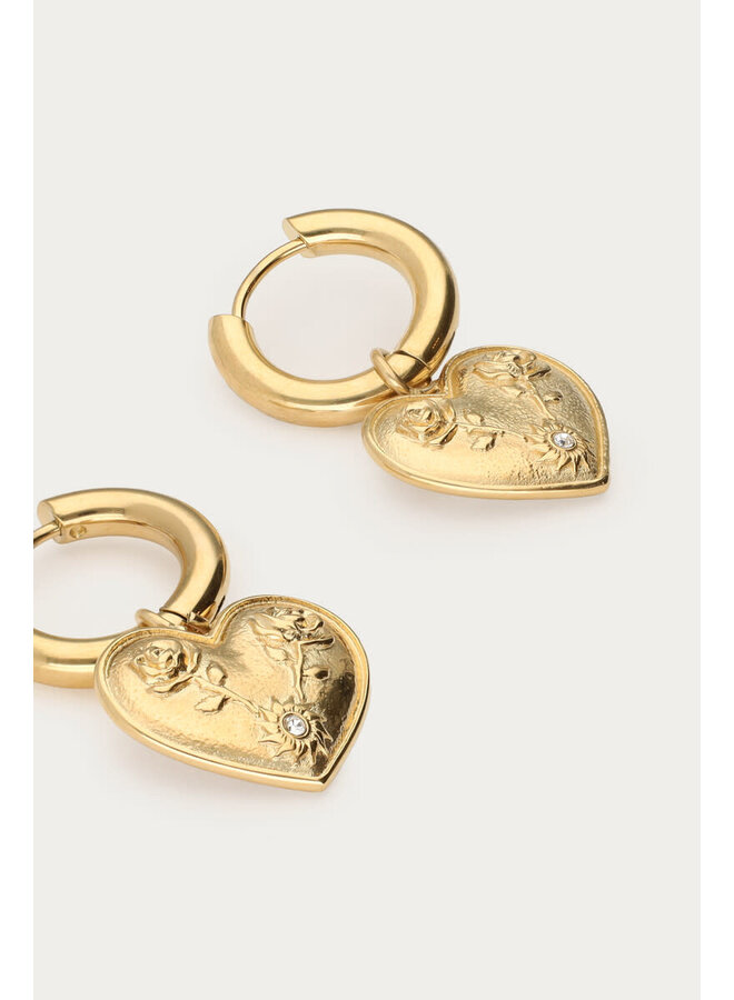 Mystic Oorringen met Hart en Roos Goud