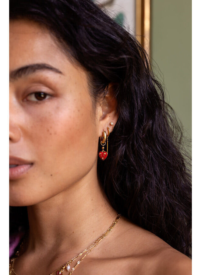 Mystic Oorringen met Rood Hart Goud