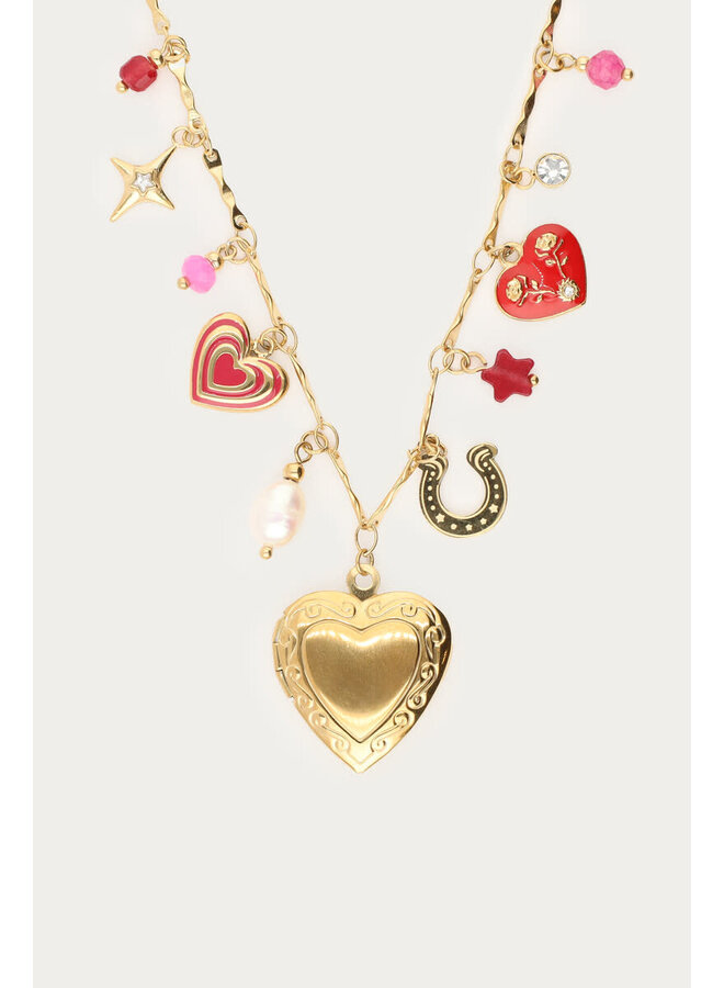 Mystic Bedel Ketting met Hart Goud