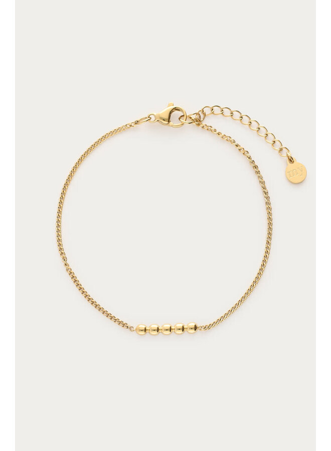 Mystic Armband met Vijf Bollen Goud