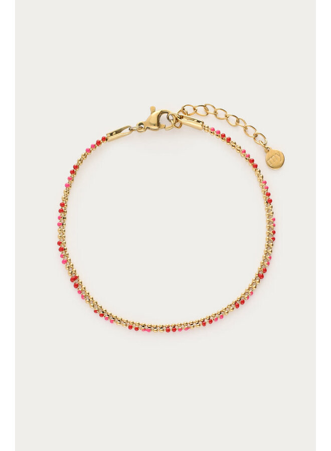 Mystic Armband met Rode Bollen Goud
