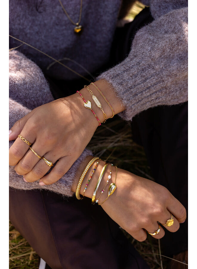 Mystic Armband met Rode Bollen Goud