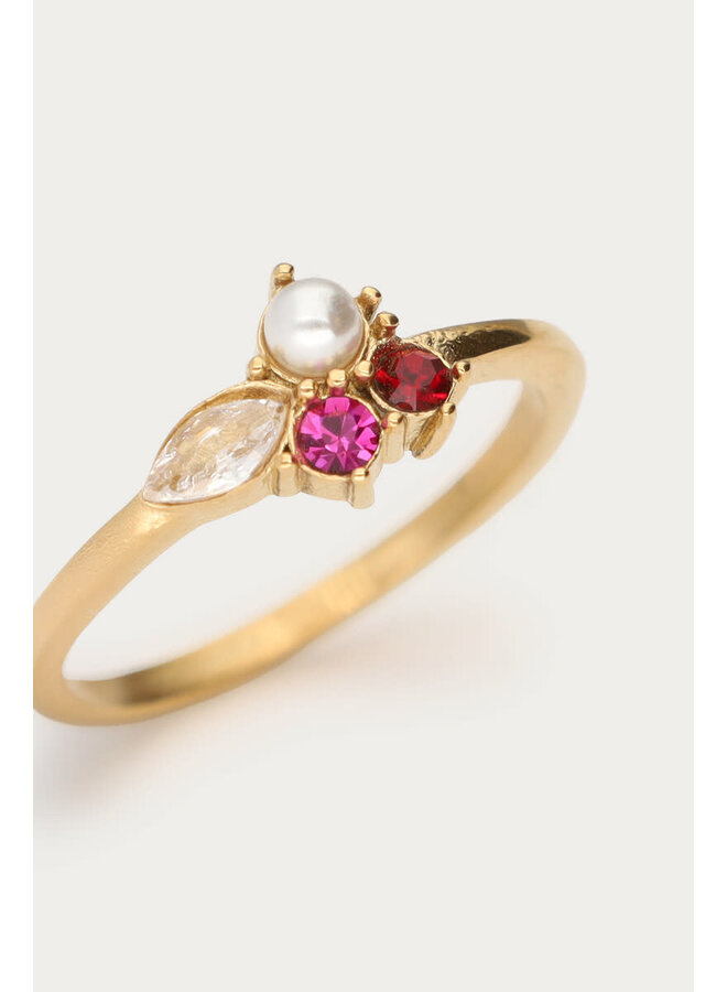 Mystic Ring met Imitatieparel en Stenen Goud