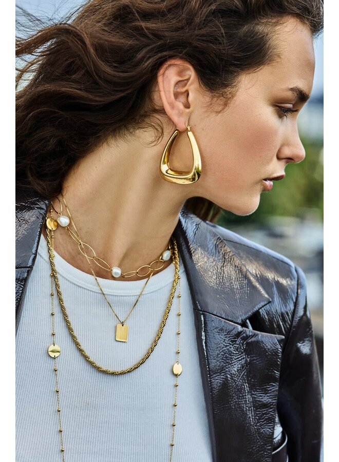 Bold Schakelketting met Zoetwaterparels Goud