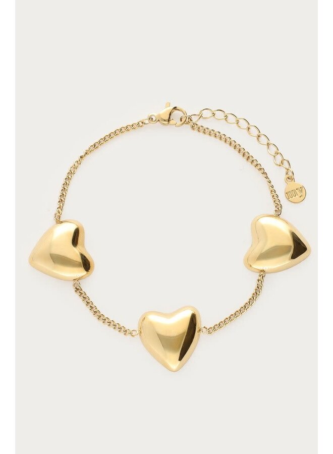Bold Armband Drie Hartjes Goud