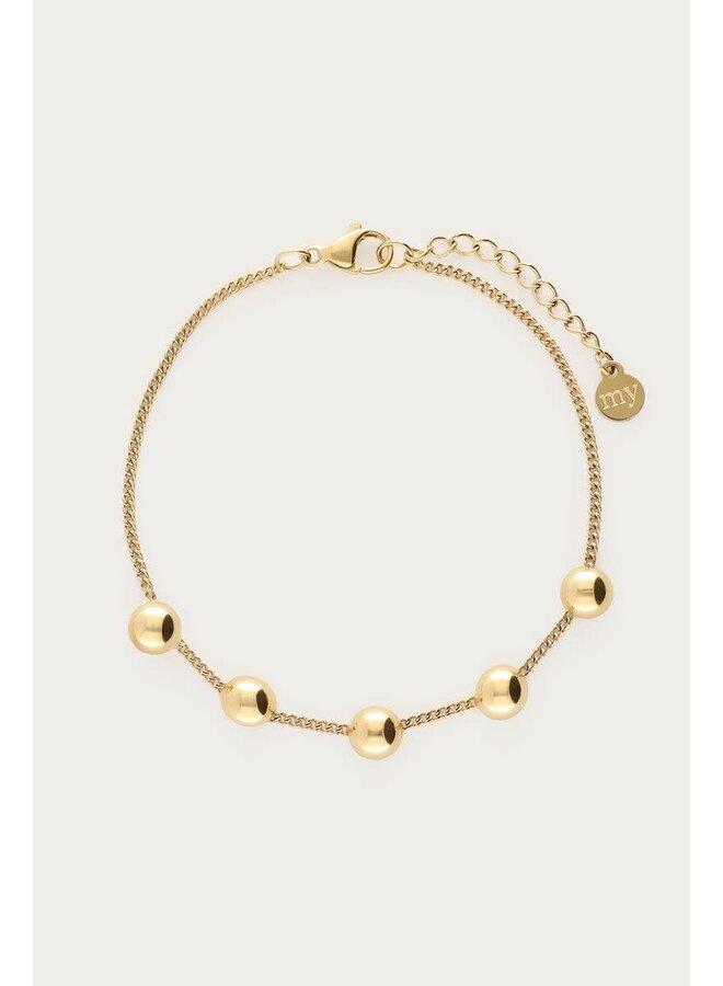 Bold Armband met Vijf Bollen Goud