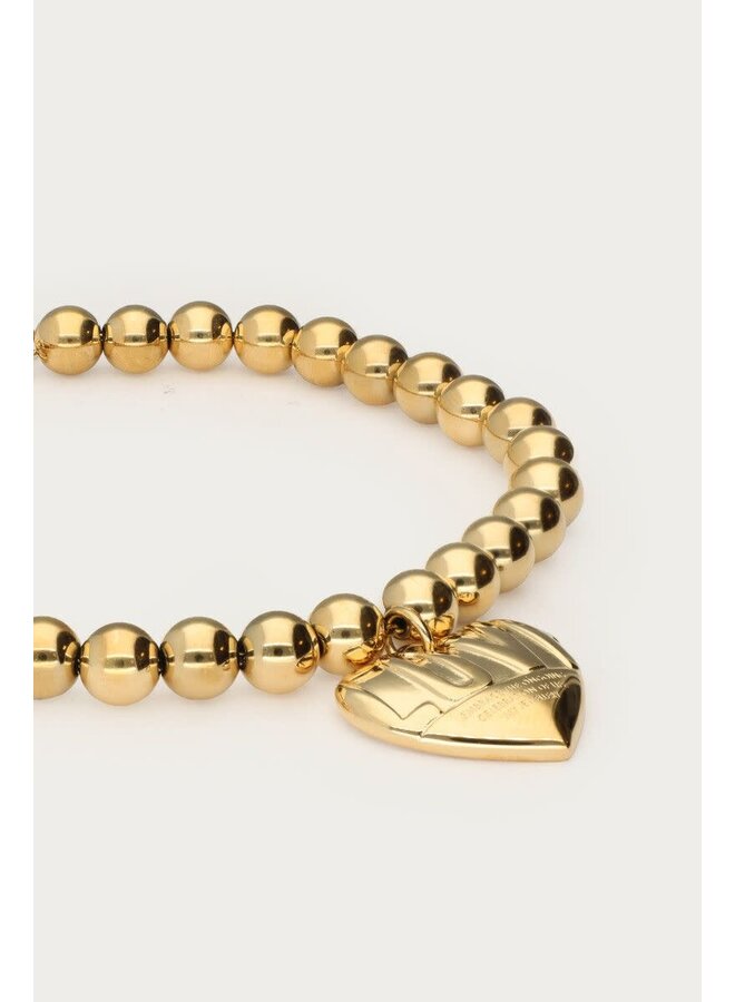 Bold Kralenarmband met Love Hart Goud
