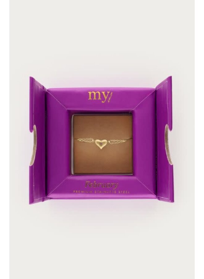 Minimalistische Dubbele Armband met Geboortesteen Goud