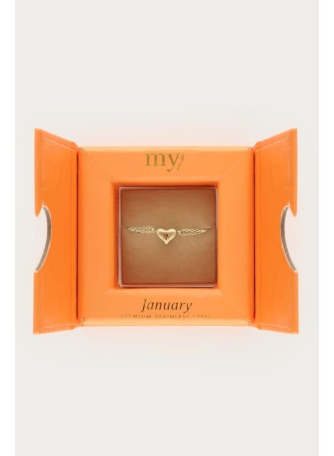 Minimalistische Dubbele Armband met Geboortesteen Goud