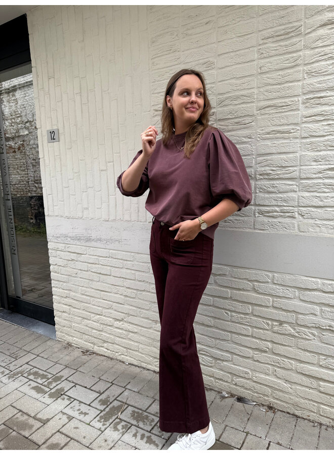 Elenette Petite Wide Flare Burgundy